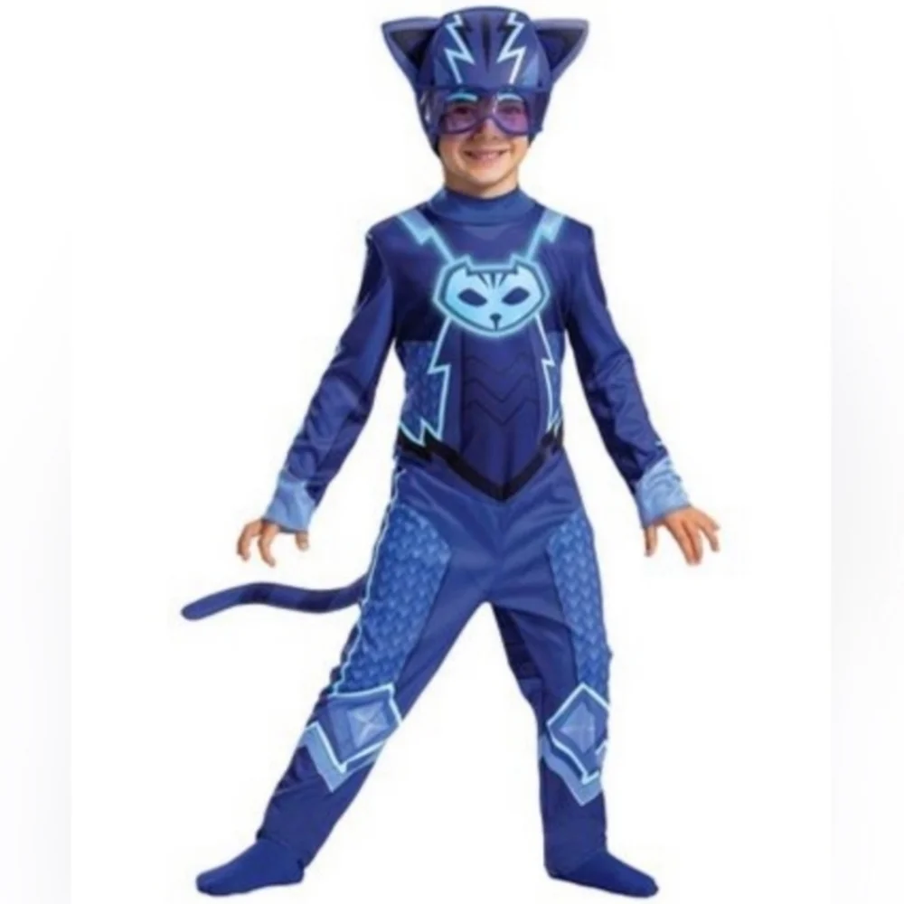 NWT PJ Masks Catboy Classic Halloween Costume Jumpsuit with Headpiece 3-4T New - Picture 1 of 8